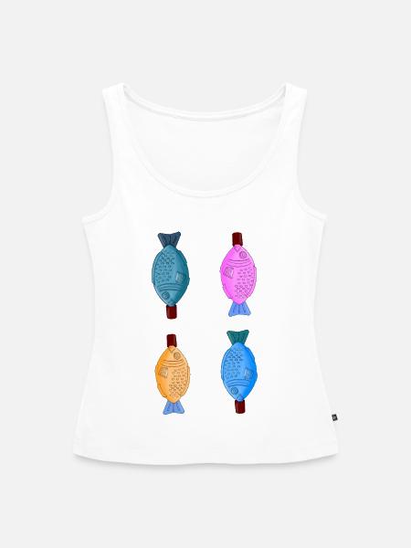 Soy Fish PopART - Frauen Premium Organic Tank Top - Weiß