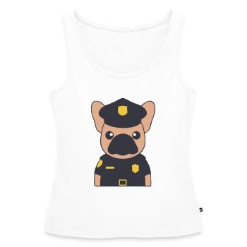Uniforme de policier Frenchie - Débardeur bio Premium Femme - blanc - Devant - AI Model Female 172 light (172cm)
