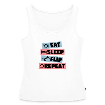 Gymnastics - eat, sleep, flip, repeat - Frauen Premium Organic Tank Top - Weiß - Vorne - AI Model Female 172 light (172cm)