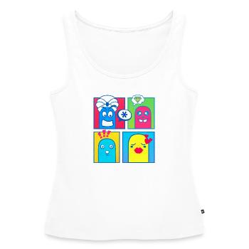 Petites créatures (bande dessinée, pop art) - Débardeur bio Premium Femme - blanc - Devant - AI Model Female 172 light (172cm)