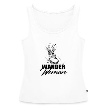 wander - Women’s Premium Organic Tank top - white - Front - AI Model Female 172 light (172cm)