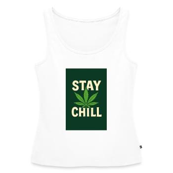 Stay Chill Cannabis Leaf - Women’s Premium Organic Tank top - white - Front - AI Model Female 172 light (172cm)