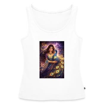 Mystical Indian Woman with Peacock - Women’s Premium Organic Tank top - white - Front - AI Model Female 172 light (172cm)
