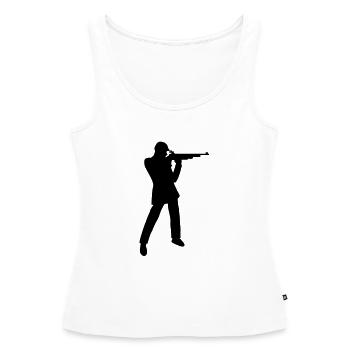 Fusil de tireur d'élite - Débardeur bio Premium Femme - blanc - Devant - AI Model Female 172 light (172cm)