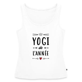 Yogi de l'année / Yoga - Débardeur bio Premium Femme - blanc - Devant - AI Model Female 172 light (172cm)
