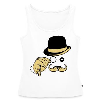 sourire chapeau monocle moustache melon - Débardeur bio Premium Femme - blanc - Devant - AI Model Female 172 light (172cm)