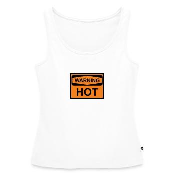 warning hot - Women’s Premium Organic Tank top - white - Front - AI Model Female 172 light (172cm)