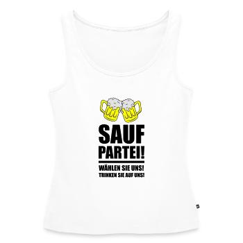 Sauf Party - Débardeur bio Premium Femme - blanc - Devant - AI Model Female 172 light (172cm)