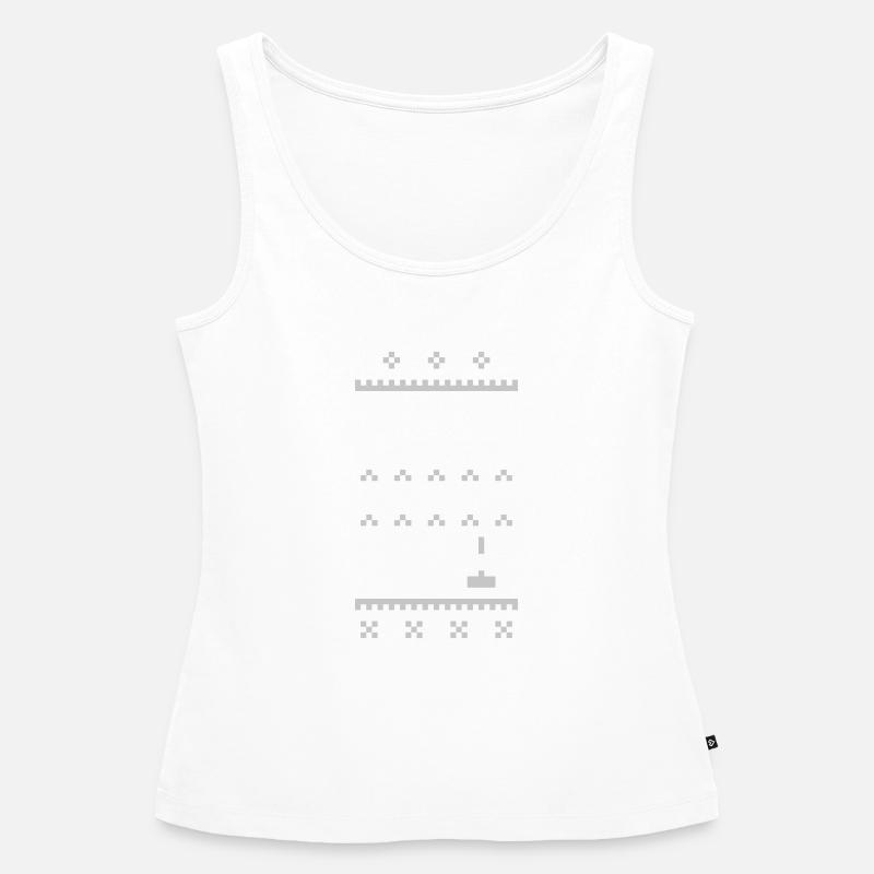 Pull de Noël laid 8 bits : Envahisseurs de Noël - Débardeur bio Premium Femme - blanc