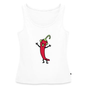 Chili chilli peppers hot funny comics - Women’s Premium Organic Tank top - white - Front - AI Model Female 172 light (172cm)