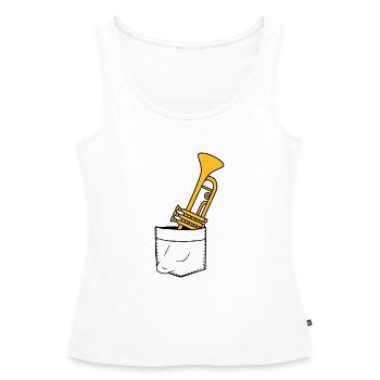 Brusttasche Trompete Unterwegs - Frauen Premium Organic Tank Top - Weiß - Vorne - AI Model Female 172 light (172cm)