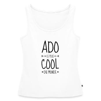 adolescent / enfant / ado / adolescente - Débardeur bio Premium Femme - blanc - Devant - AI Model Female 172 light (172cm)