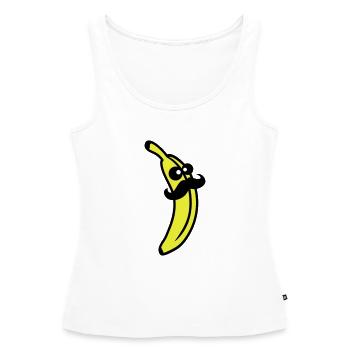 Sir Mustache Banana - Débardeur bio Premium Femme - blanc - Devant - AI Model Female 172 light (172cm)