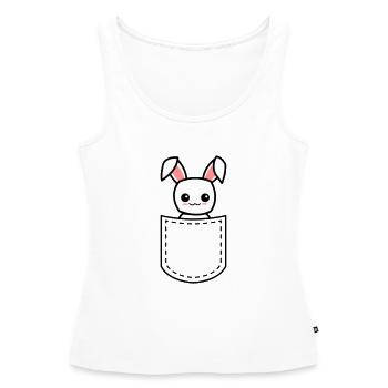 lapin dans une poche - Débardeur bio Premium Femme - blanc - Devant - AI Model Female 172 light (172cm)