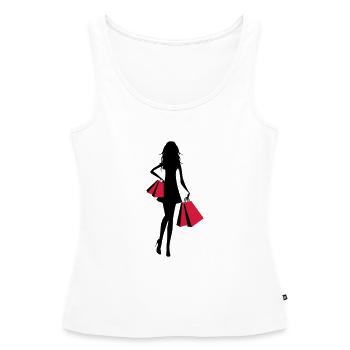 Shopping - Frauen Premium Organic Tank Top - Weiß - Vorne - AI Model Female 172 light (172cm)