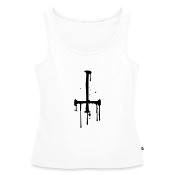croix de goutte de sang satanique inversé satanist - Débardeur bio Premium Femme - blanc - Devant - AI Model Female 172 light (172cm)
