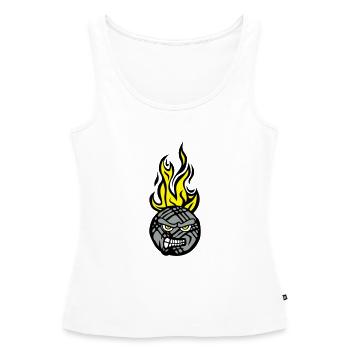 petanque face cartoon flamme13 feroce - Débardeur bio Premium Femme - blanc - Devant - AI Model Female 172 light (172cm)