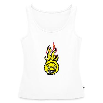 tennis face cartoon flamme feroce - Débardeur bio Premium Femme - blanc - Devant - AI Model Female 172 light (172cm)