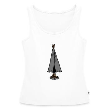 Conception de tente de feu de camp de camping - Débardeur bio Premium Femme - blanc - Devant - AI Model Female 172 light (172cm)