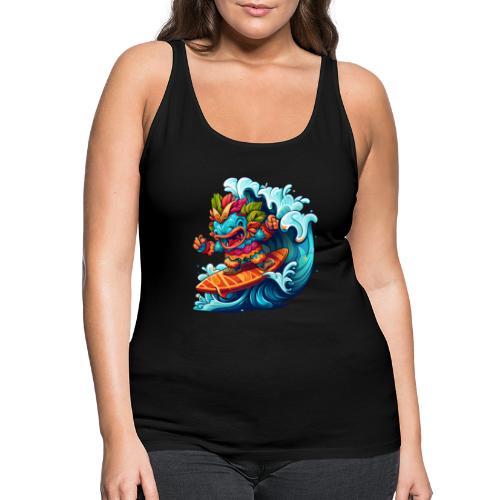 Comic Monster auf Surfbrett mit Big Wave - Frauen Premium Tank Top