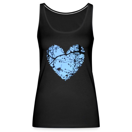 hart met boom takken en blauwe lucht, love t-shirt - Vrouwen Premium tank top