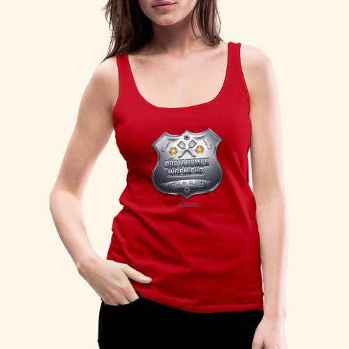 Grill T-Shirt Röstaromeningenieur Chrom Abzeichen - Frauen Premium Tank Top