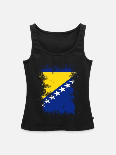Bosnien Flagge Kunst Farbspritzer - Frauen Premium Organic Tank Top - Schwarz