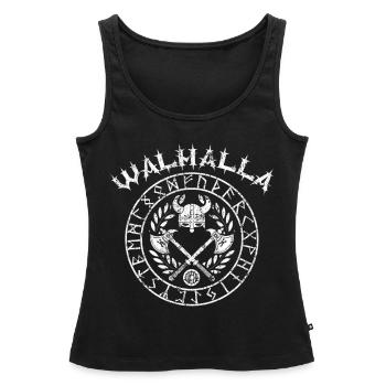 Viking Walhalla dans le cercle runique - Débardeur bio Premium Femme - noir - Devant - AI Model Female 172 light (172cm)