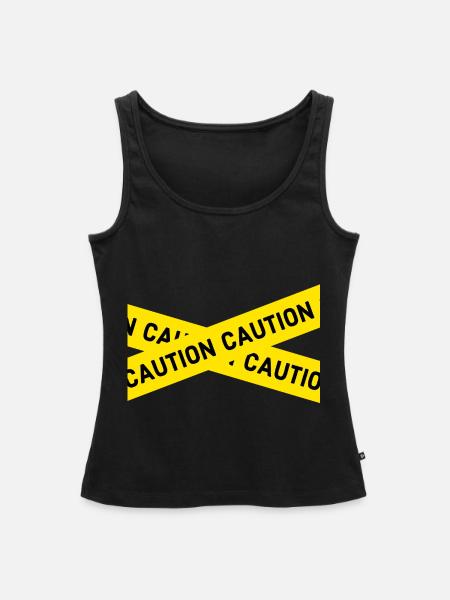 caution - Frauen Premium Organic Tank Top - Schwarz