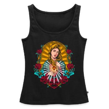 Ange gardien de l'église Holy Madonna Faith - Débardeur bio Premium Femme - noir - Devant - AI Model Female 172 light (172cm)
