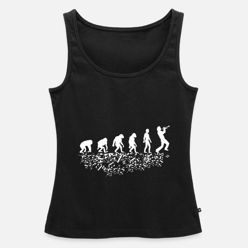 Evolution with a trumpeter - Women’s Premium Organic Tank top - black