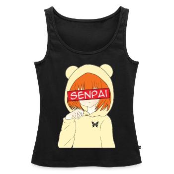 Anime Senpai Anime Fans Anime Style Anime Tenue - Débardeur bio Premium Femme - noir - Devant - AI Model Female 172 light (172cm)