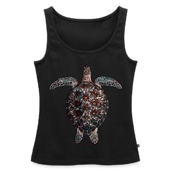 Tortue motif animal animal motif animal - Débardeur bio Premium Femme - noir - Devant - AI Model Female 172 light (172cm)