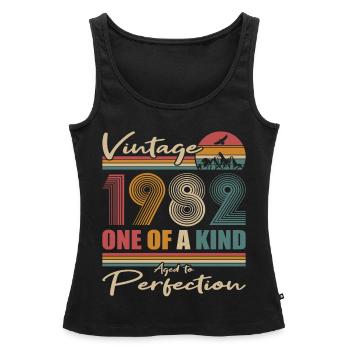 40. Geburtstag Jahrgang 1982 Vintage 1982 - Frauen Premium Organic Tank Top - Schwarz - Vorne - AI Model Female 172 light (172cm)