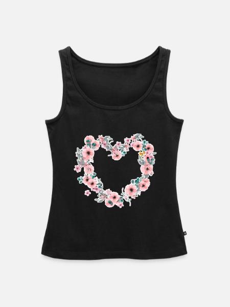 Blumen Herz - Frauen Premium Organic Tank Top - Schwarz