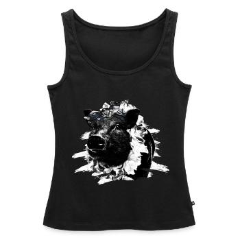 Schwein Tshirt Kinder Frauen Ferkel Pig Ferkelchen - Frauen Premium Organic Tank Top - Schwarz - Vorne - AI Model Female 172 light (172cm)