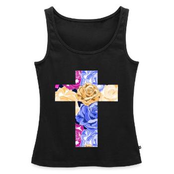 Christianisme - Débardeur bio Premium Femme - noir - Devant - AI Model Female 172 light (172cm)