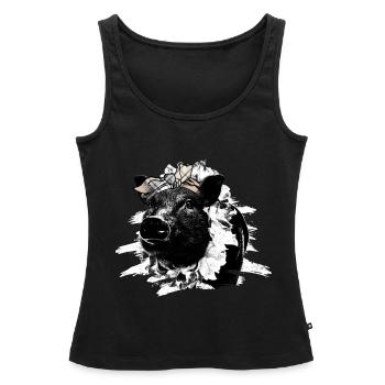 Schwein Geschenk Schweinchen Kinder Ferkel Sau Pig - Frauen Premium Organic Tank Top - Schwarz - Vorne - AI Model Female 172 light (172cm)