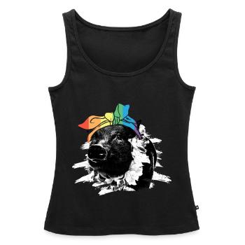 Tshirt autistique Autimus Cadeau Asperger Enfants - Débardeur bio Premium Femme - noir - Devant - AI Model Female 172 light (172cm)