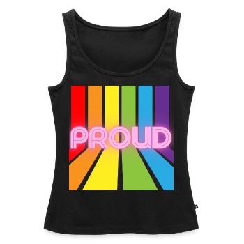 proud pride lgbt lgbtqi - Débardeur bio Premium Femme - noir - Devant - AI Model Female 172 light (172cm)