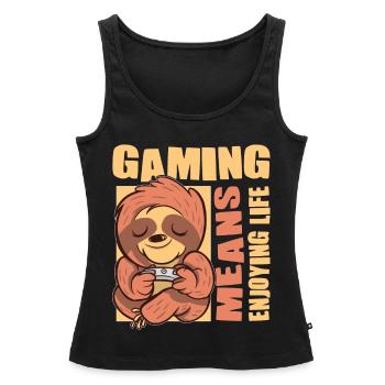 Jouer signifie profiter de la vie Nerd Gamer Jeu vidéo - Débardeur bio Premium Femme - noir - Devant - AI Model Female 172 light (172cm)