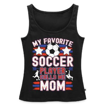 Soccer Maman Maman Soccer Maman Joueur de soccer - Débardeur bio Premium Femme - noir - Devant - AI Model Female 172 light (172cm)