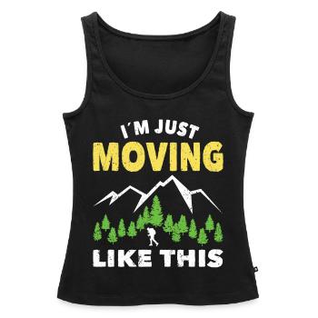 Hiking in Just Moving Like This Trekking Wanderer - Women’s Premium Organic Tank top - black - Front - AI Model Female 172 light (172cm)