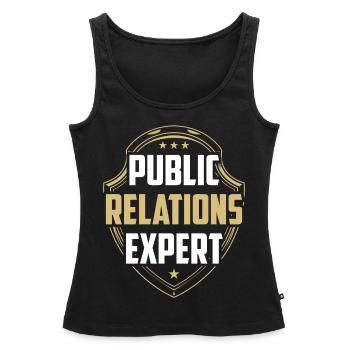 Public Relations Expert Job PR Profession - Women’s Premium Organic Tank top - black - Front - AI Model Female 172 light (172cm)