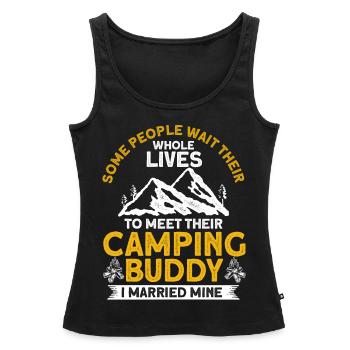 Cool Camping Buddies Cadeau Camping Buddy - Débardeur bio Premium Femme - noir - Devant - AI Model Female 172 light (172cm)