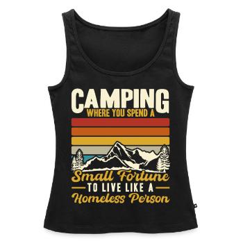 Camping où vous dépensez une petite fortune - Débardeur bio Premium Femme - noir - Devant - AI Model Female 172 light (172cm)