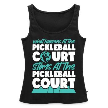 Pickleball Que se passe-t-il au - Débardeur bio Premium Femme - noir - Devant - AI Model Female 172 light (172cm)