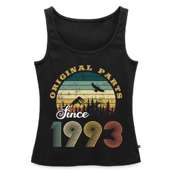 30th anniversary of Original Parts since 1993 - Women’s Premium Organic Tank top - black - Front - AI Model Female 172 light (172cm)