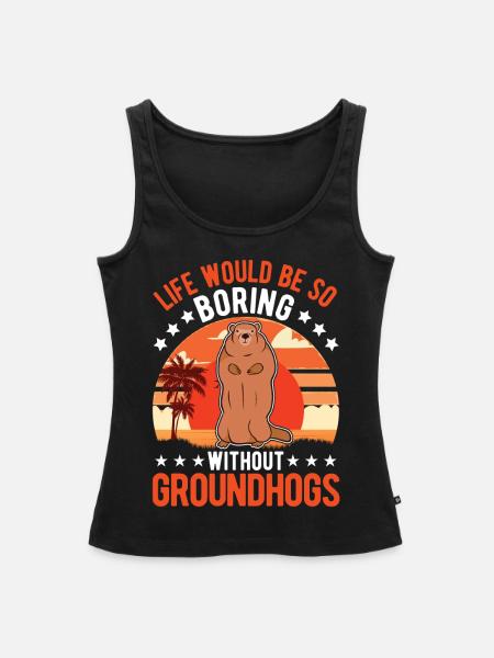 Murmeltier Groundhog Day Waldmurmeltier - Frauen Premium Organic Tank Top - Schwarz