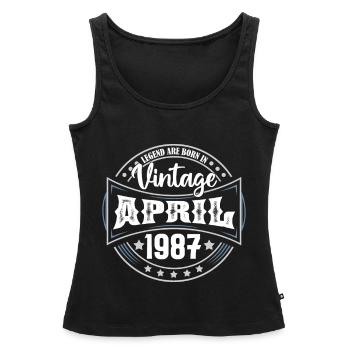 April 1987. Geburtstagsgeschenk April 1987 April - Frauen Premium Organic Tank Top - Schwarz - Vorne - AI Model Female 172 light (172cm)